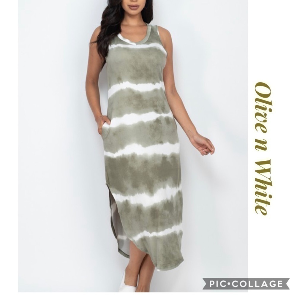 Cute n Comfy. Olive Tie Dyed T-Shirt Dress